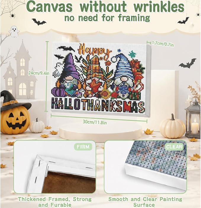 Gnome Diamond Art Kits for Adults with Frame,Halloween Diamond Painting