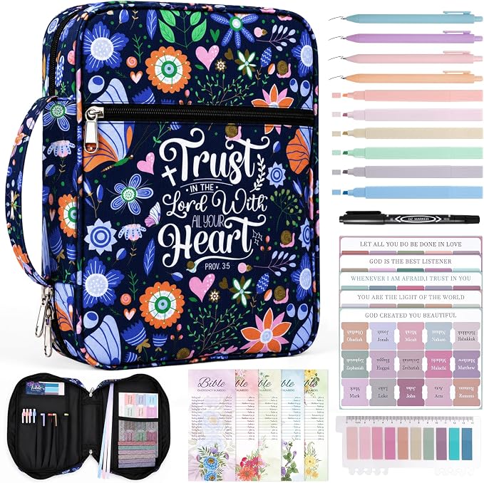 XKDOUS Bible Cover Case for Women Bible Bag Journaling Kit w/Study Supplies