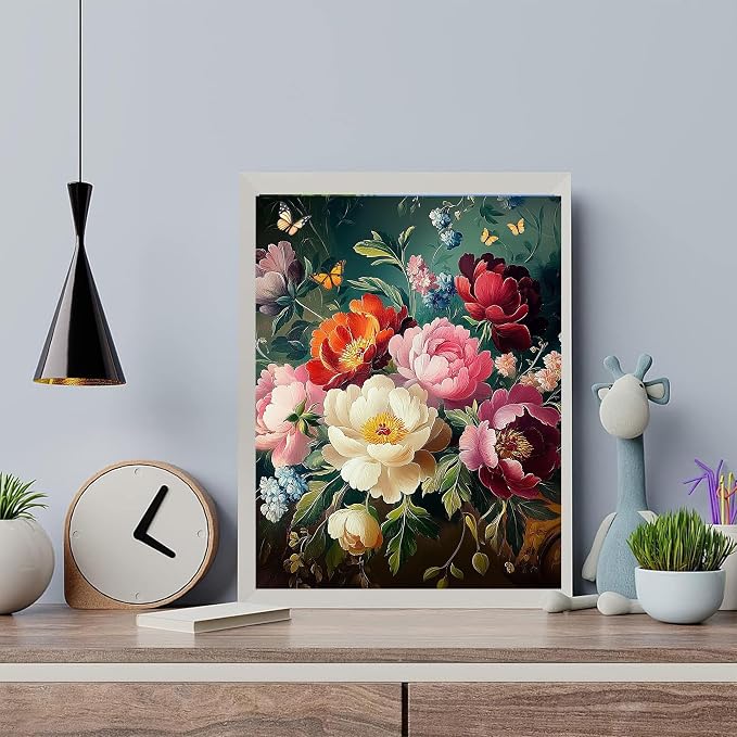 Arttoplus Flowers Paint by Numbers Kit for Adults Beginner 16x20 inch | Butterfly Adult Paint by Number Kits on Canvas, Flowers Oil Painting by Number for Gift Home Wall Decor (Without Frame)