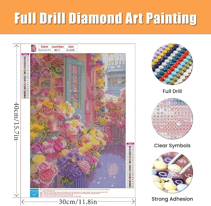 Amaieuin Flowers Diamond Art for Adults,Flowers 5D Diamond Painting for Adults,Flower Gem Art for Adults Home Decor and Gifts 12x16in