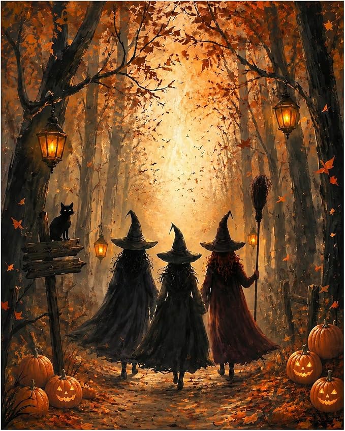 AUKELHJ Paint by Numbers Kit for Adults Beginner, Halloween, 16X20 Inch | Paint by Number for Adults, Beginner Friendly, High-Definition Color Canvas, Stress Relief, Home Decor, Gifts, Unframed