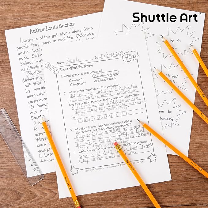 Shuttle Art Wood-Cased #2 HB Pencils, 180 Pack Sharpened Yellow Pencil with Erasers, Bulk Pack Graphite Pencils for School and Teacher Supplies, Writing, Drawing and Sketching