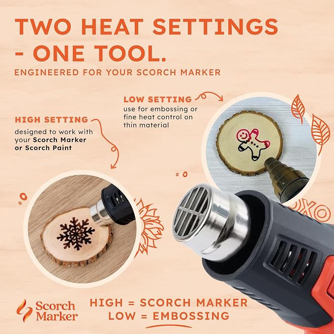 Scorch Marker Craft Heat Gun, 1500W Hot Air Tool for Wood Burning Projects