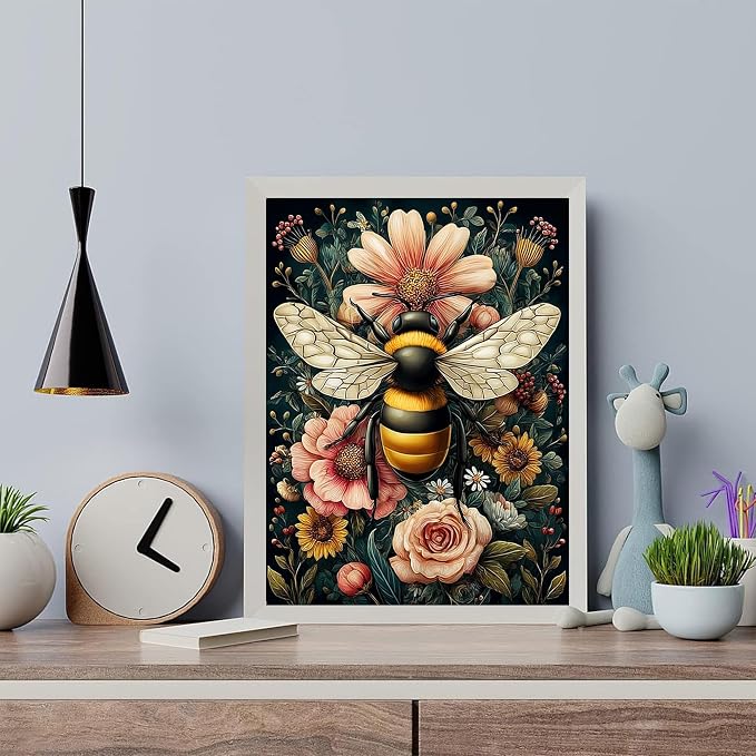Arttoplus Bee Paint by Numbers Kit for Adults Beginner 16x20 inch | Flowers Adult Paint by Number Kits on Canvas, DIY Acrylic Oil Painting by Numbers for Gift Home Wall Decor (Without Frame)