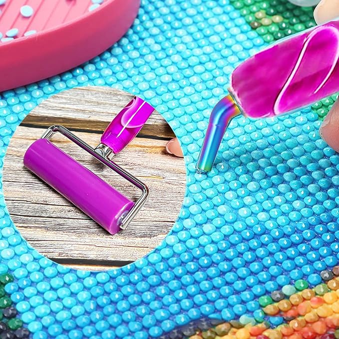 Diamond Art Pens Tools Diamond Painting Accessories Kits with Screw Metal Tip Roller Diamond Painting Pen Drill Bead Dot Pens for Art Craft Nail (Purple Pen Color 6)