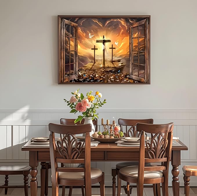 Diamond Art Kits for Adult,Three Christ Cross Diamond Painting11.8X15.8inch | Full Round Drill Diamond Painting for Beginners,5D DIY Paint by Diamonds Dot Gem Art Painting Kits,for Home Wall Decor