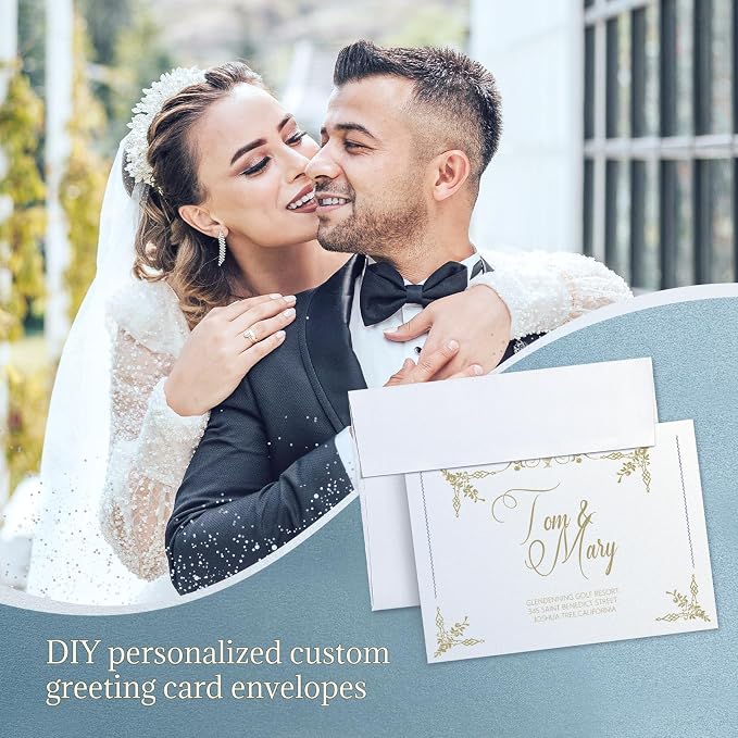 Goefun White Shimmer 5x7 Blank Cards and Envelopes 100 Pack