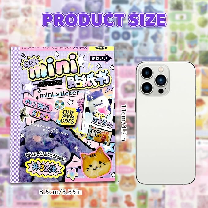Tmtains 32 Sheets Japanese Manga Style Sticker Book 500+Pcs Heisei Retro Romantic Memory Series Manga Books Style Korean Sticker Aesthetic Japanese Stickers Book for Adults Valentine Gift (Time Ferry)