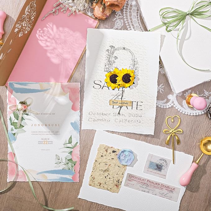 100 Sheets Deckled Edge Paper, 4x6 in Handmade Paper, 160 GSM