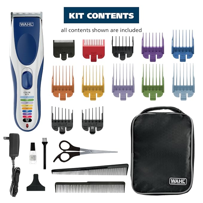 Wahl Color Pro Cordless Rechargeable Hair Clipper & Trimmer, Color Guards