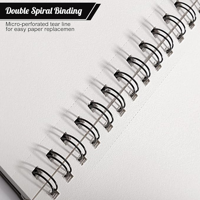 Sketch Book 8.5 × 11, Spiral Bound, 50 Sheets, Acid-Free Drawing Pad | Acid-Free 68lb Paper, Perforated Pages, Lays Flat, Dry Media for Students & Artists