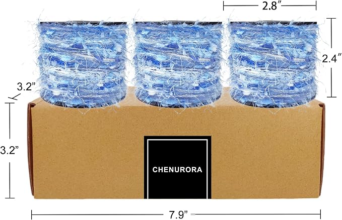 Hand-Blended Multifiber Multicolored Fancy Yarn Subtle Shimmering Threads for Knitting Crocheting Crafts DIY, Set of 3 Rolls (Shimmering Blue)