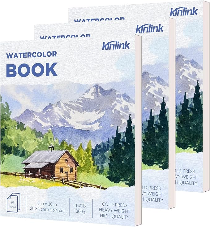 3 Pack Watercolor Paper Pad, 8x10 140lb/300g Water Color Paper, 20 Sheets Cold Press Drawing Painting Paper Sketchbook Notebook, Art Supplies for Watercolors Marker, Sketch Book for Kids Adults