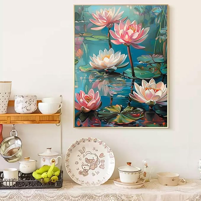 Amaieuin Lotus Diamond Painting for Adults,Flowers 12x16inch