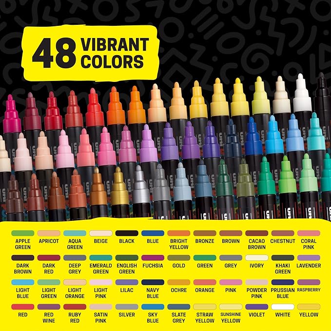 POSCA® PC-5M Paint Markers, Medium (1.8-2.5mm), Assorted, 48 Pack & Caddy