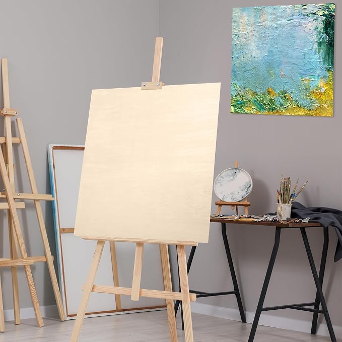 Aodaer 4 Pack Wood Panels 24 x 24 Inch Wooden Panels Canvas Unfinished Craft Wood Boards Panel for Art Crafts Acrylic and Oil Painting Pouring DIY Projects