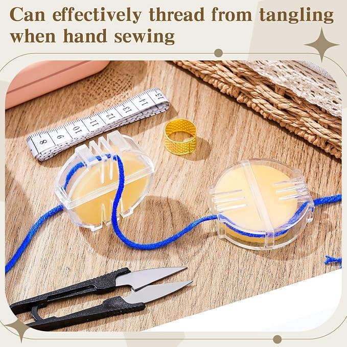 Maitys 2 Pcs Thread Wax Beeswax for Hand Sewing,Yellow, Clear Case | Conditioner for Embroidery Quilting, Strengthens Sewing Line Reduces Fraying, Clear Case Storage, Natural Beeswax Formula