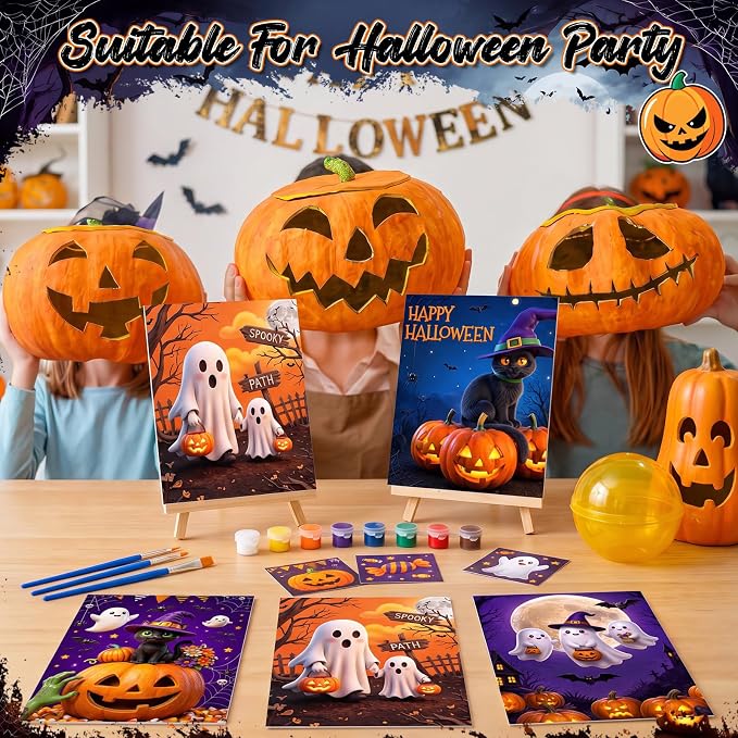 Harloon 36 Pcs Halloween Pre Drawn CanvasH,Cute Halloween