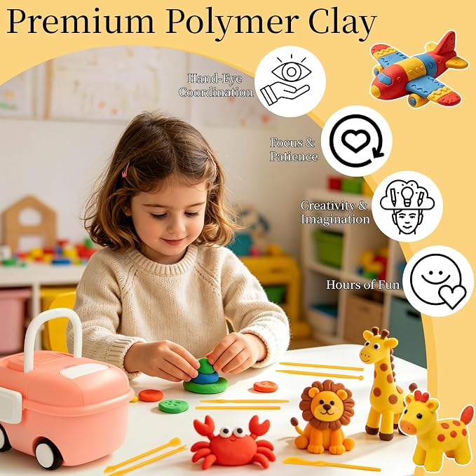 148 Pcs Polymer Clays 62 Bright Colors Oven Bake Clay Non-Sticky Modeling Clay DIY Starter Kit with Sculpting Tool and Accessories for Beginner Artists Jewelry Making Craft Gifts