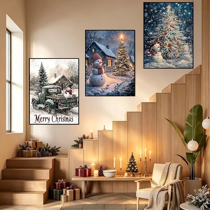 Christmas Diamond Art Kits for Adults, 3 Packs Diamond Art Painting Kits