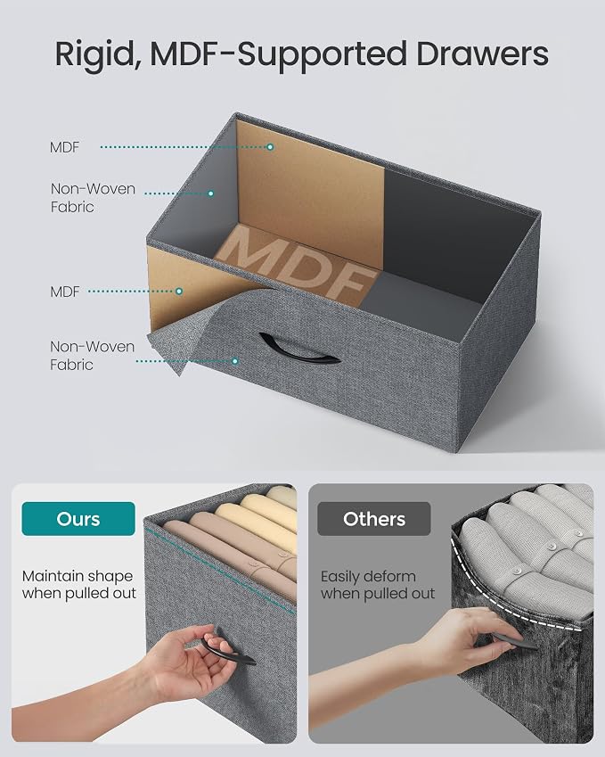 SONGMICS Dresser for Bedroom, Wide Dresser with 5 Fabric Drawers