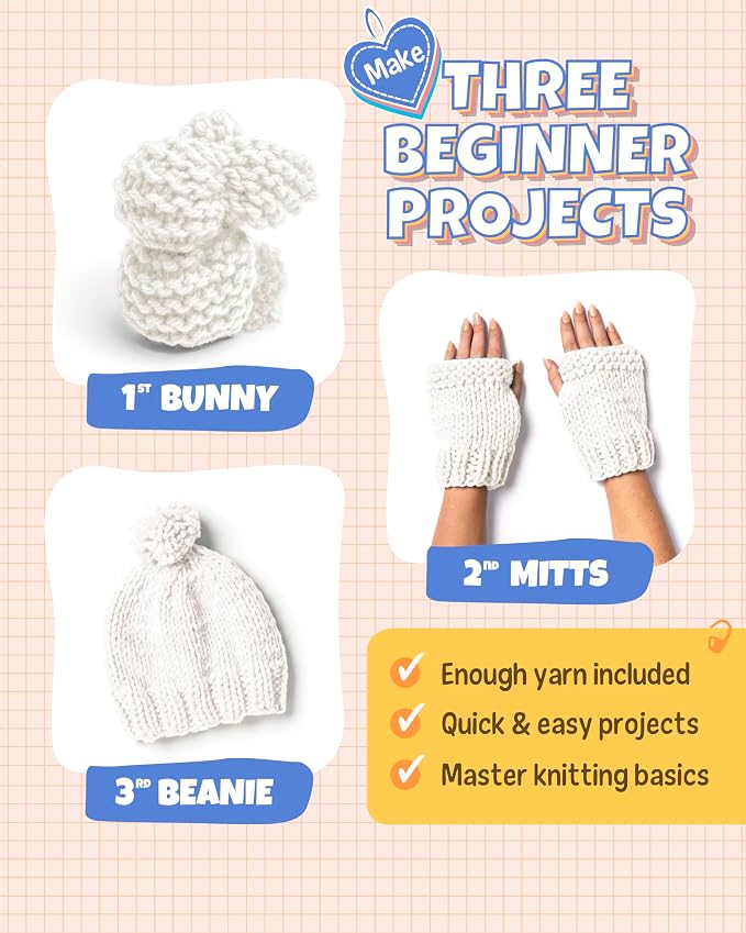Complete Knitting Kit for Beginners - Learn to Knit Kit with Knitting Accessories Like Thick Beginner Ivory Yarn, Bamboo Needles for Beginners & More - Includes Video Tutorials & Written Guide