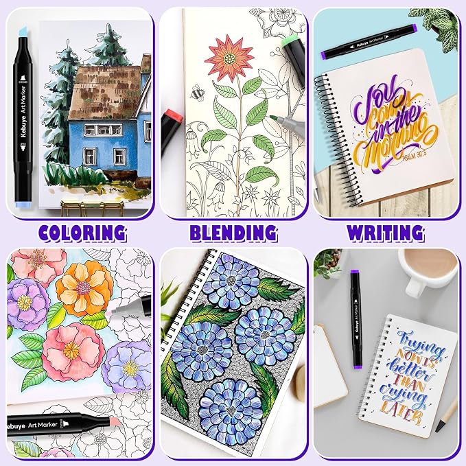 Alcohol Markers Set 48 Colors - Dual Tips Art Markers for Coloring Drawing | Drawing Marker for Artist Pens and Underlining - Professional Permanent Double Sided Markers for Coloring Books Kids Adult