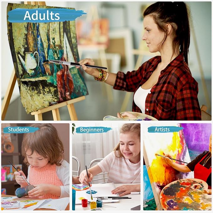 Genixart Flat Paint Brush Set – Art Paintbrushes Acrylic Oil Watercolor