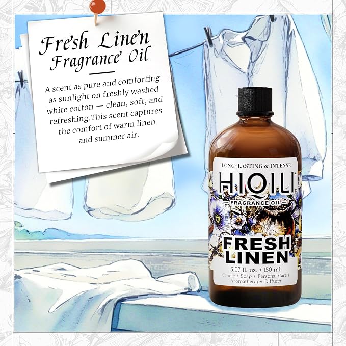HIQILI Fresh Linen Fragrance Oil for Laundry Dryer Balls - 5.07 Fl Oz