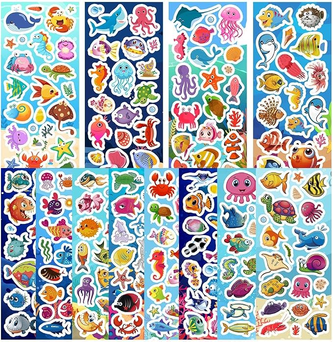 36 Sheets Ocean Stickers for Kids, 700+ Under The Sea Fish Animal Stickers | Ocean Stickers for for Scrapbooking, Water Bottles, Kids Party Favors,Crafts Decorations