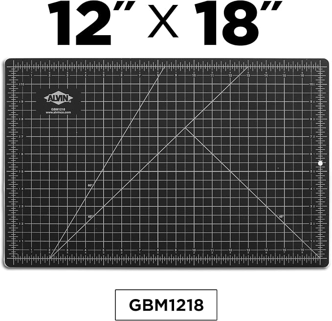 ALVIN GBM Self-Healing Cutting Mat 12 x 18 inch | Double-Sided Green/Black | 5-Layer Gridded Surface for Arts, Crafts and Sewing - Model GBM1218