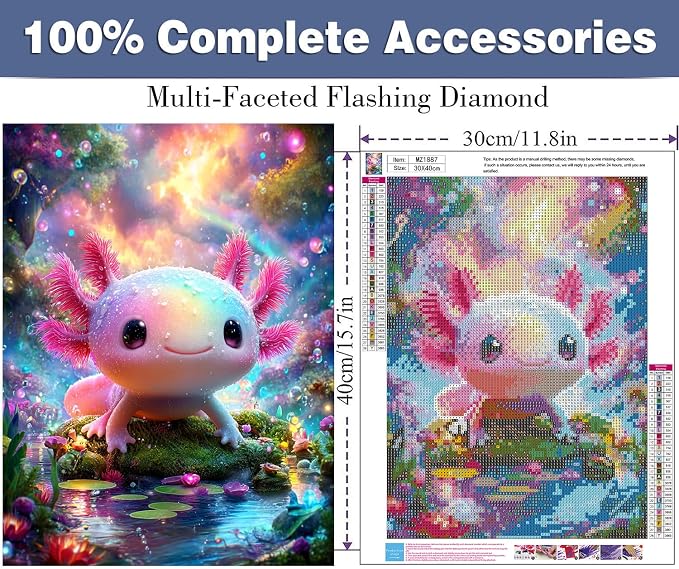 ijbnhd Axolotl Diamond Art Kits for Adults for Home Wall Decor 12x16 inch