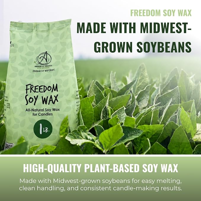 American Soy Organics Freedom Soy Wax Beads, All-Natural Candle Wax, 1 lb | DIY Candle Making Supplies Ideal for Container Candles, Tealights & Wax Melts, Paraffin-Free, Beeswax-Free, Microwavable