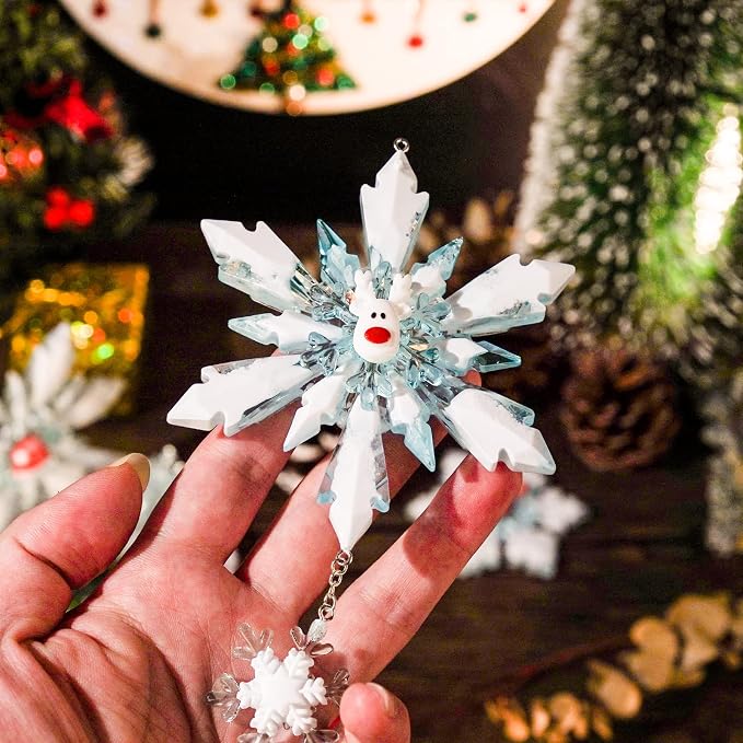 LET'S RESIN Christmas Resin Molds, 6 Varying Sizes Snowflake Silicone Molds | Epoxy Resin Molds, 3D Ice Crystal Resin Ornament Molds, Silicone Molds for Epoxy Resin, Tree & Car Decoration