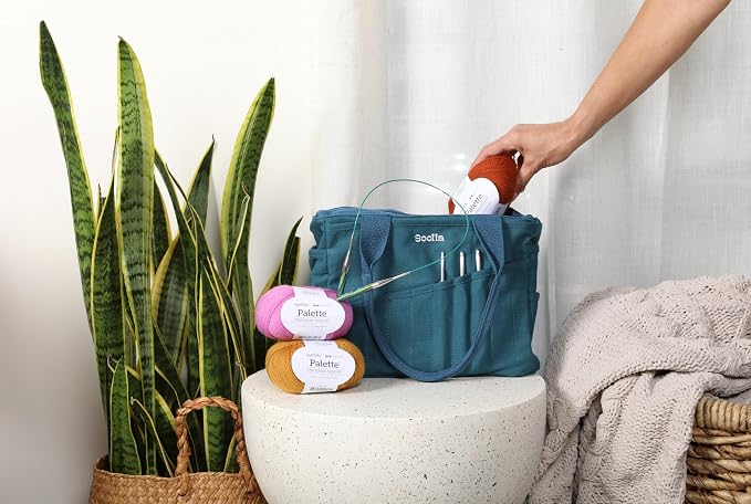 Soolla Studio Bag: Art Supply Storage Organizer & Pottery Tool Bag, Washable Tote, Yarn Bag, Crochet, 30 Pockets, 15+ Colors