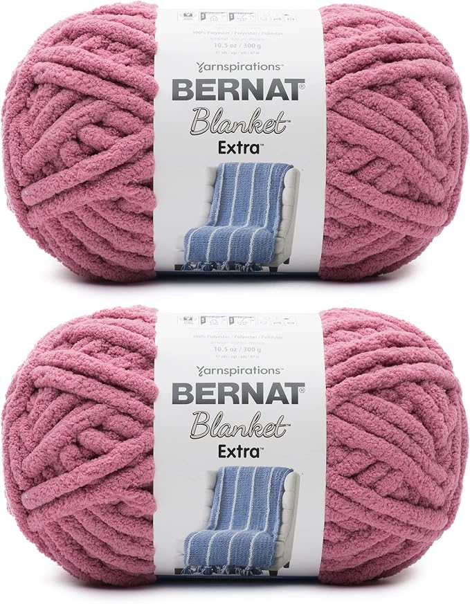 Bernat Blanket Extra, Chunky Yarn for Crocheting, Burnt Rose, 2-Pack
