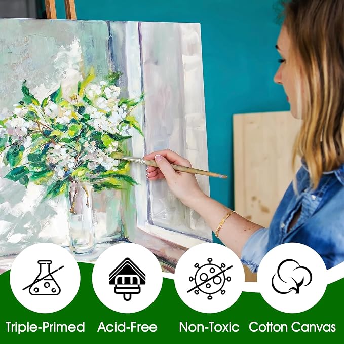 ESRICH Stretched Canvas for Painting 11x14 Inch, 3 Pack Blank Canvas -5/8 in Profile Primed White Canvases for Painting for Oil & Acrylic Paint.