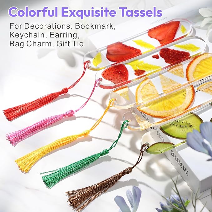 Bookmarks Resin Silicone Molds Kit with 2 Stickers, 20 Pcs Bookmark Tassels | Set of 3 Epoxy Resin Bookmark Molds Casting Molds for DIY book mark Craft Making