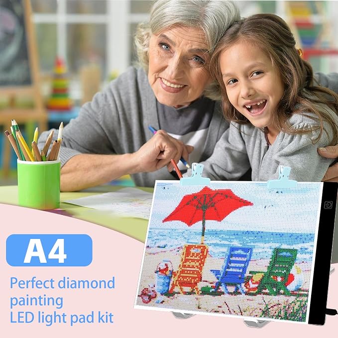 DNSGOOR 186Pcs Diamond Art Accessories Kit with A4 LED Light Pad