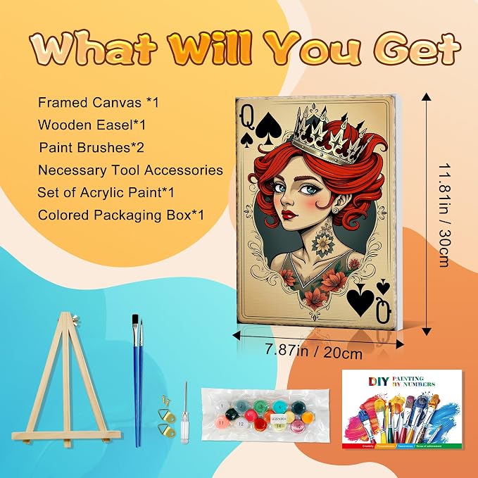 SmartEZ Paint by Numbers Kit for Adults with Frame, Pocker Paint by Number | Adult Paint by Number Kits with Frame for Gift, Home Wall Decor, 7.87x11.81 Inch