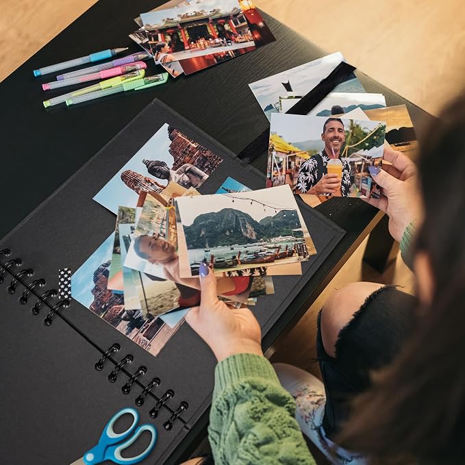 Scrapbook Photo Album DIY 12x12 Inch Thick Kraft 80 Pages Black