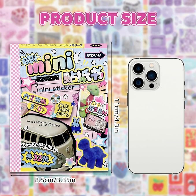 Tmtains 32 Sheets Japanese Manga Style Sticker Book 500+Pcs Heisei Retro Romantic Memory Series Manga Books Style Korean Sticker Aesthetic Japanese Stickers Book for Adults Valentine Gifts (Old Story)
