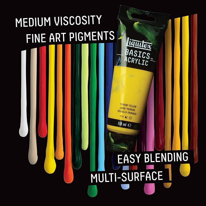 Liquitex BASICS Acrylic Paint, 32-oz Jar, Cadmium Yellow Light Hue | Medium Viscosity, Satin Finish, Lightfast, Fine Art Pigments, Range of Opacities, Easy Blending