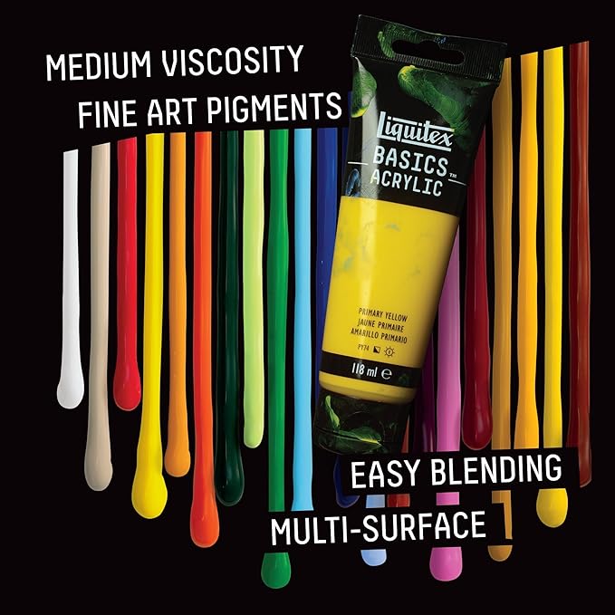 Liquitex BASICS Acrylic Paint, 32-oz Jar, Ivory Black | Medium Viscosity, Satin Finish, Lightfast, Fine Art Pigments, Range of Opacities, Easy Blending