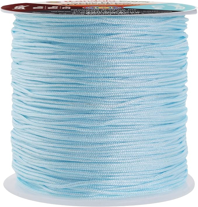 Mandala Crafts 0.8mm Light Blue Rattail Nylon Satin Cord for Jewelry Making