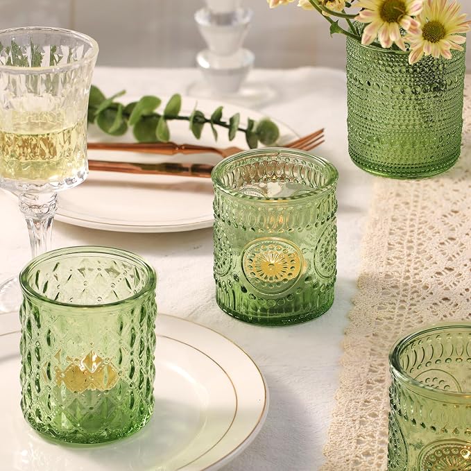 12Pack Green Candle Jars - 3 Styles Candle Jar with Lids for Any Décor