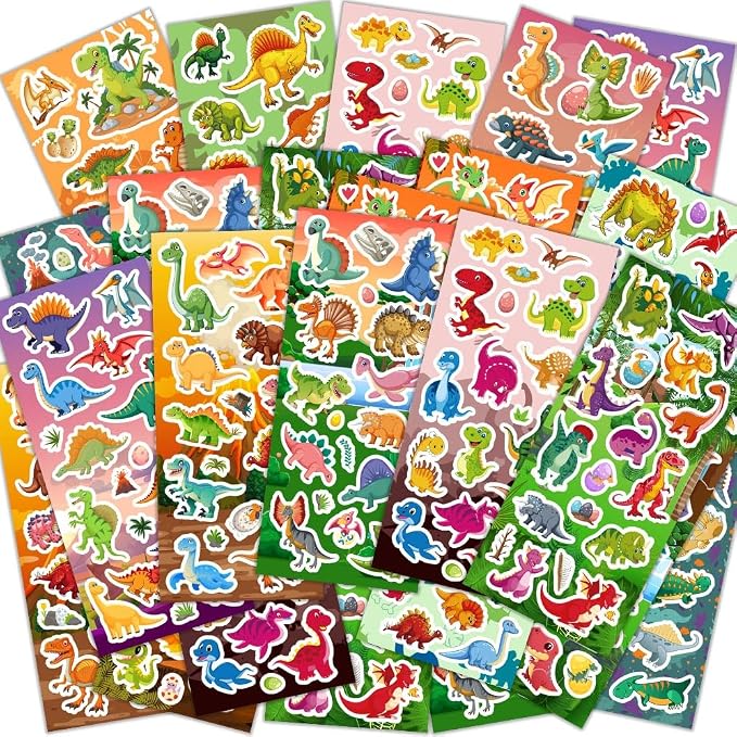 36 Sheets Dinosaur Stickers for Kids, 600+ Cute Dino Stickers | Dinosaur Stickers for Scrapbooking, Teachers Rewards, Goodie Bag Stuffers, Birthday Prizes
