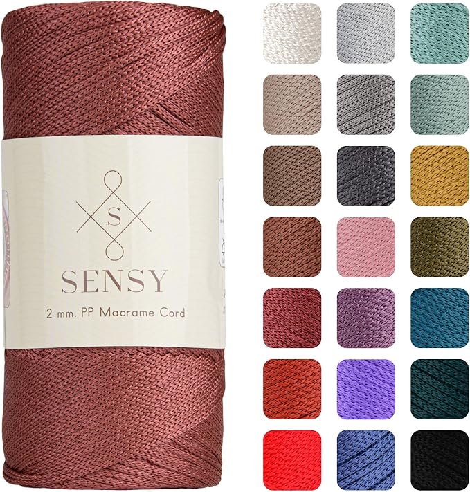 Sensy Premium 2mm 251 Yards Polyester Rope 100% Polypropylene Cord Macrame Cord 2mm Crochet Bag Cord Macrame Rope Crochet Thread Gift for Knitter (Dusty Rose)
