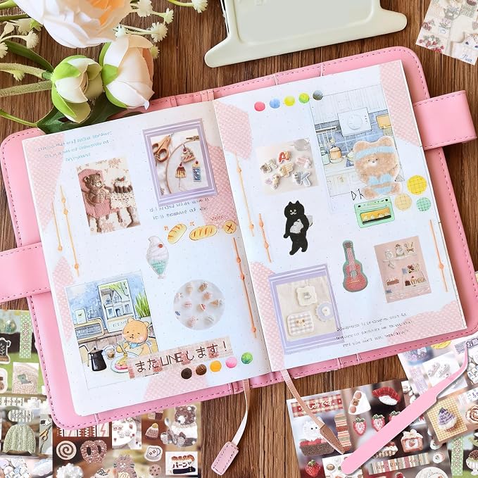 Tmtains 30 Sheets Japanese Manga Style Sticker Book 800+Pcs Heisei Retro Food Daily Life Theme Manga Books Style Sticker Aesthetic Japanese Stickers Book for Adults Scrapbooking Notebook (Food 1)