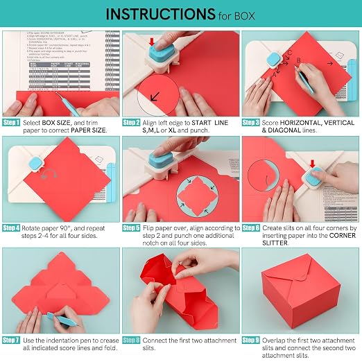 BAOFALI 3-in-1 Punch Board for Envelopes Gift Boxes Bows with Indentation Pen for Creating Custom Envelopes, Bows, and Gift Boxes Birthday Party of Different Sizes. Card Making and DIY Projects